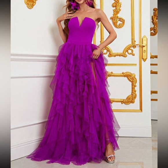 Luxe mesh tube party gown dress - Picture 1 of 6